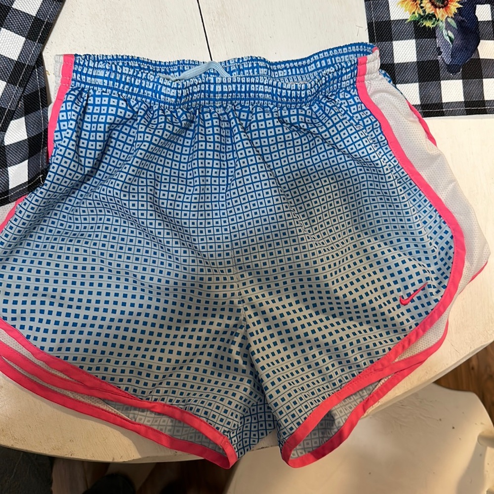 Nike Dri-fit Tempo shorts, fun pattern and bright trim! Medium